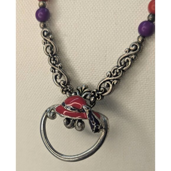 Vintage Red Hat Society Necklace 30" Long - Picture 2 of 5